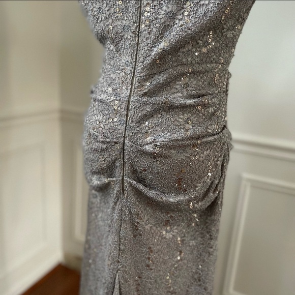 Alex Evenings Taupe Formal Gown Black Tie Wedding Guest Prom Sequin Lace 10. - Picture 7 of 8